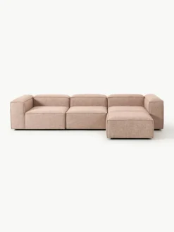 Modulaire bank Lennon (4-zits) van linnenmix met poef (links/rechts)