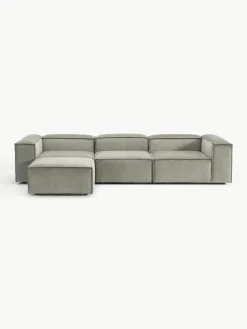 Modulaire bank Lennon (4-zits) van corduroy met poef (links/rechts)