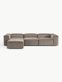 Modulaire bank Lennon (4-zits) van corduroy met poef (links/rechts)