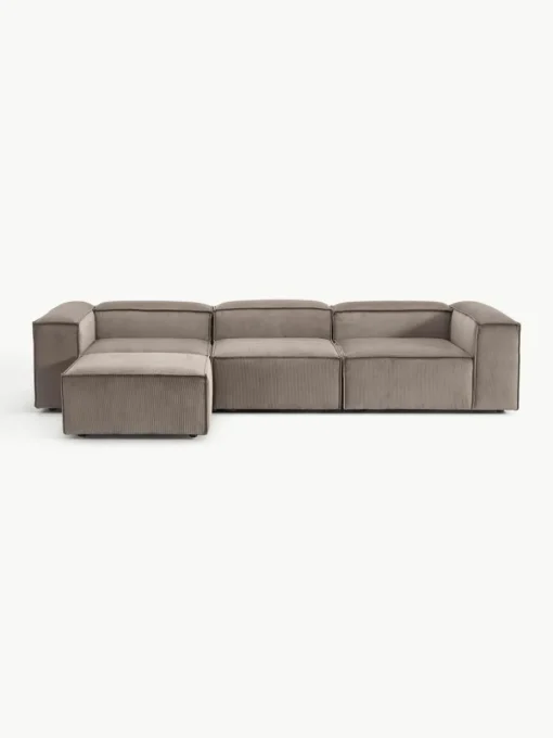 Modulaire bank Lennon (4-zits) van corduroy met poef (links/rechts)