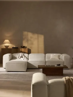 Modulaire bank Lennon (4-zits) van linnenmix met poef (links/rechts)