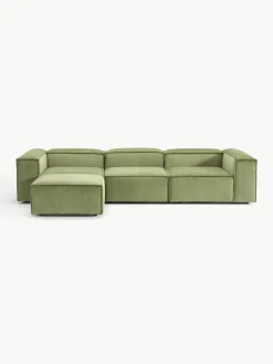 Modulaire bank Lennon (4-zits) van corduroy met poef (links/rechts)