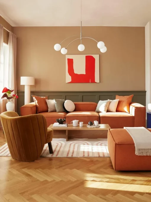 Modulaire bank Lennon (4-zits) met poef (links/rechts)