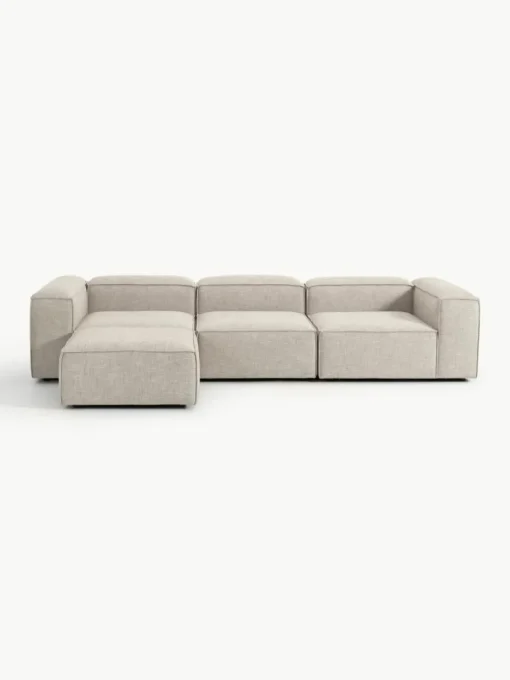 Modulaire bank Lennon (4-zits) van linnenmix met poef (links/rechts)