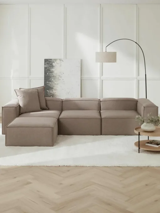 Modulaire bank Lennon (4-zits) met poef (links/rechts)