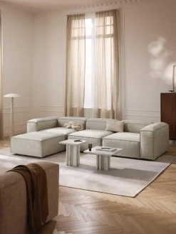 Modulaire bank Lennon (4-zits) van linnenmix met poef (links/rechts)