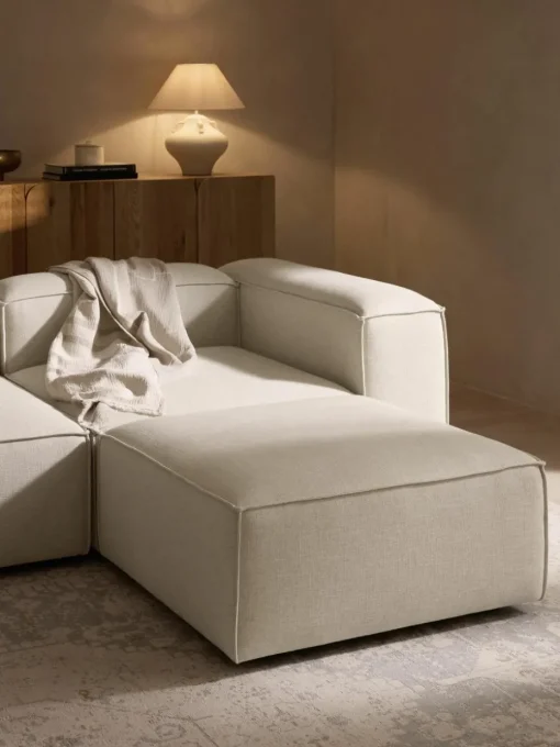 Modulaire bank Lennon (4-zits) van linnenmix met poef (links/rechts)