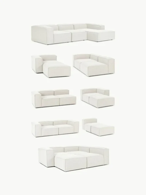 Modulaire bank Lennon (4-zits) uit bouclé met poef (links/rechts)