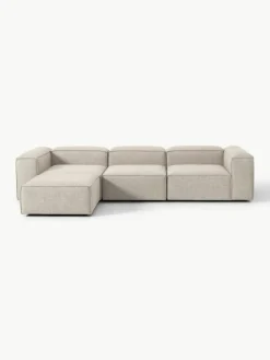 Modulaire bank Lennon (4-zits) van linnenmix met poef (links/rechts)