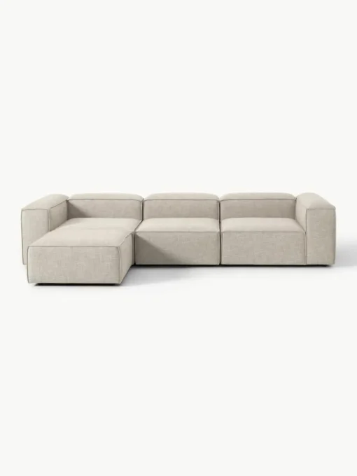 Modulaire bank Lennon (4-zits) van linnenmix met poef (links/rechts)