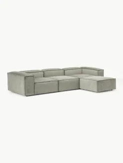 Modulaire bank Lennon (4-zits) van corduroy met poef (links/rechts)