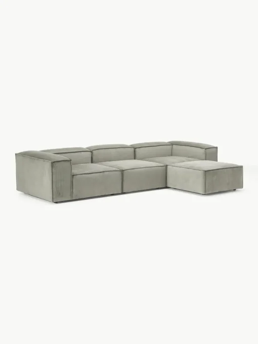 Modulaire bank Lennon (4-zits) van corduroy met poef (links/rechts)