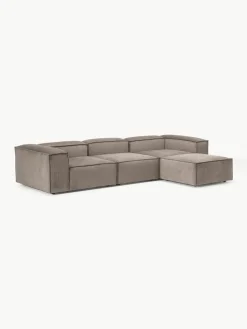 Modulaire bank Lennon (4-zits) van corduroy met poef (links/rechts)