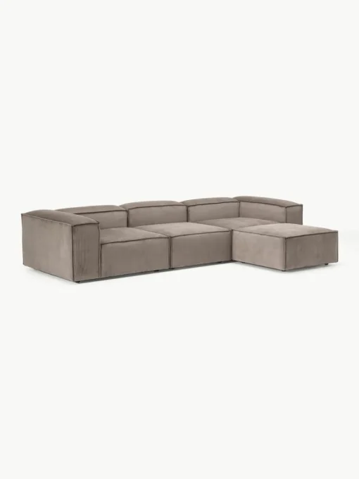 Modulaire bank Lennon (4-zits) van corduroy met poef (links/rechts)