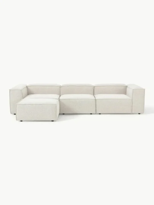 Modulaire bank Lennon (4-zits) uit bouclé met poef (links/rechts)