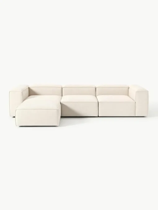 Modulaire bank Lennon (4-zits) van linnenmix met poef (links/rechts)