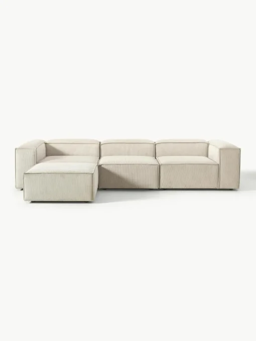 Modulaire bank Lennon (4-zits) van corduroy met poef (links/rechts)