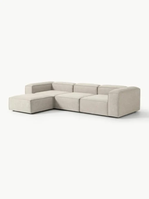 Modulaire bank Lennon (4-zits) van linnenmix met poef (links/rechts)