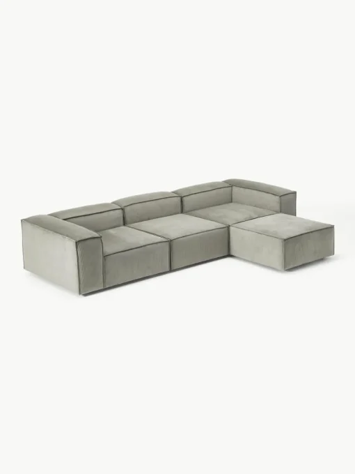 Modulaire bank Lennon (4-zits) van corduroy met poef (links/rechts)