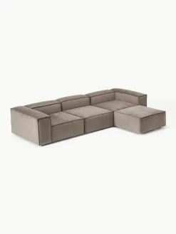 Modulaire bank Lennon (4-zits) van corduroy met poef (links/rechts)