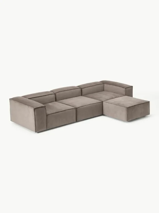 Modulaire bank Lennon (4-zits) van corduroy met poef (links/rechts)