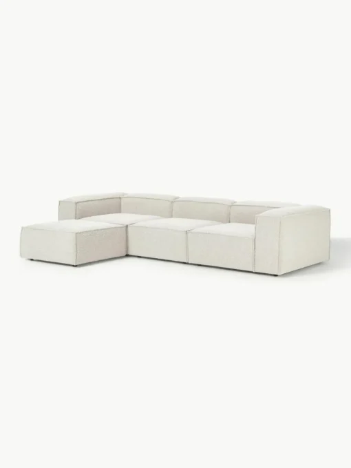 Modulaire bank Lennon (4-zits) uit bouclé met poef (links/rechts)