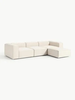 Modulaire bank Lennon (4-zits) van linnenmix met poef (links/rechts)