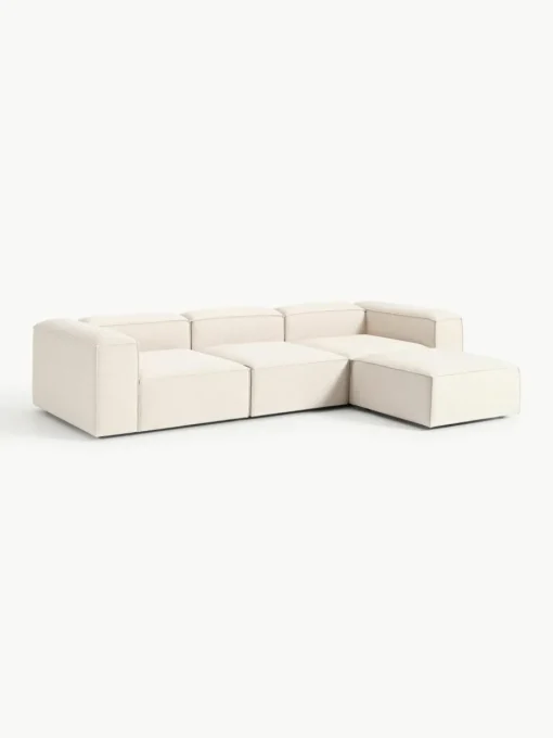 Modulaire bank Lennon (4-zits) van linnenmix met poef (links/rechts)