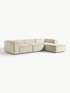 Modulaire bank Lennon (4-zits) van corduroy met poef (links/rechts)