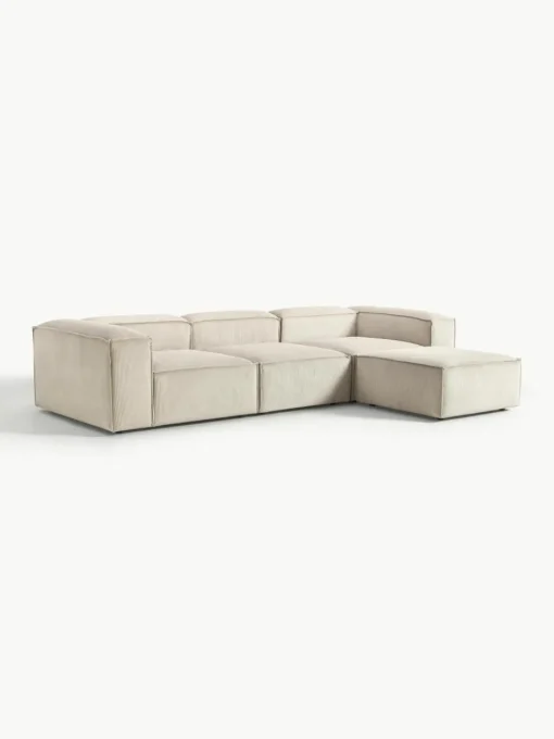 Modulaire bank Lennon (4-zits) van corduroy met poef (links/rechts)