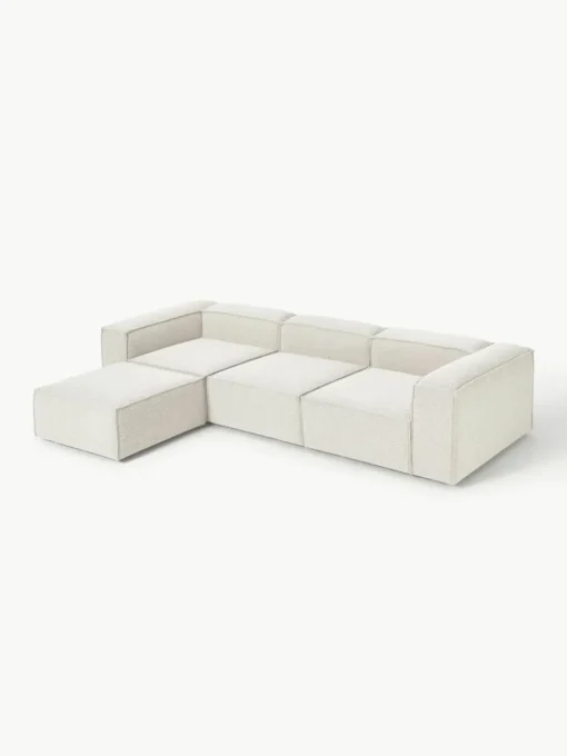 Modulaire bank Lennon (4-zits) uit bouclé met poef (links/rechts)