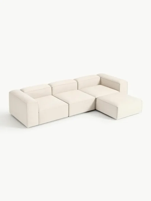 Modulaire bank Lennon (4-zits) van linnenmix met poef (links/rechts)
