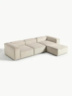 Modulaire bank Lennon (4-zits) van corduroy met poef (links/rechts)