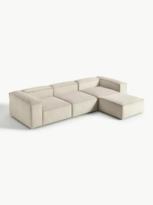 Modulaire bank Lennon (4-zits) van corduroy met poef (links/rechts)