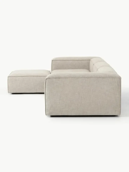 Modulaire bank Lennon (4-zits) van linnenmix met poef (links/rechts)