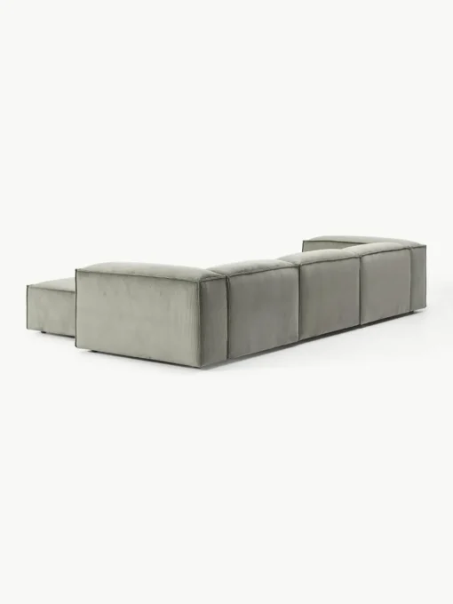 Modulaire bank Lennon (4-zits) van corduroy met poef (links/rechts)
