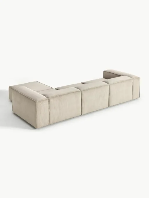 Modulaire bank Lennon (4-zits) van corduroy met poef (links/rechts)