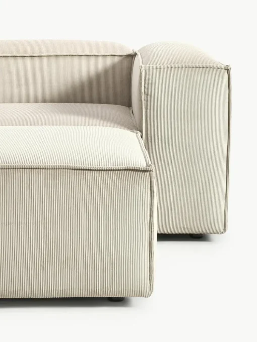 Modulaire bank Lennon (4-zits) van corduroy met poef (links/rechts)