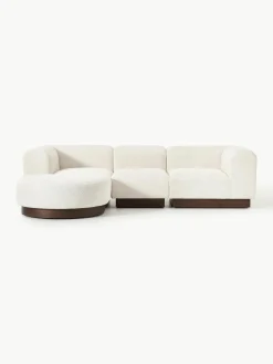Modulaire bank Natalie (3-zits) van teddy-bouclé met poef