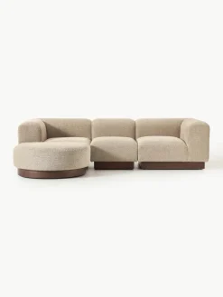 Modulaire bank Natalie (3-zits) van teddy-bouclé met poef
