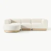 Modulaire bank Natalie (3-zits) van teddy-bouclé met poef
