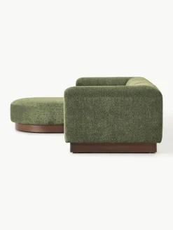 Modulaire bank Natalie (3-zits) van teddy-bouclé met poef