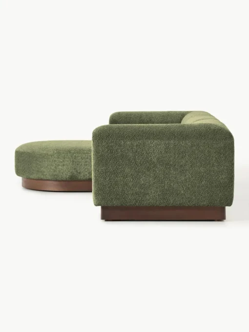 Modulaire bank Natalie (3-zits) van teddy-bouclé met poef