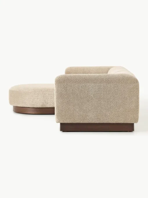Modulaire bank Natalie (3-zits) van teddy-bouclé met poef