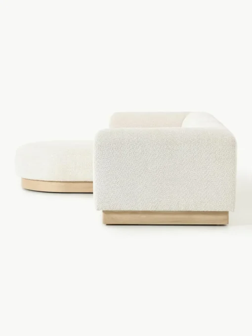 Modulaire bank Natalie (3-zits) van teddy-bouclé met poef