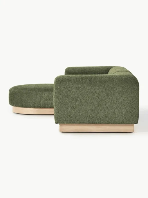Modulaire bank Natalie (3-zits) van teddy-bouclé met poef