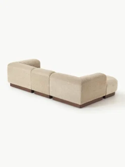 Modulaire bank Natalie (3-zits) van teddy-bouclé met poef