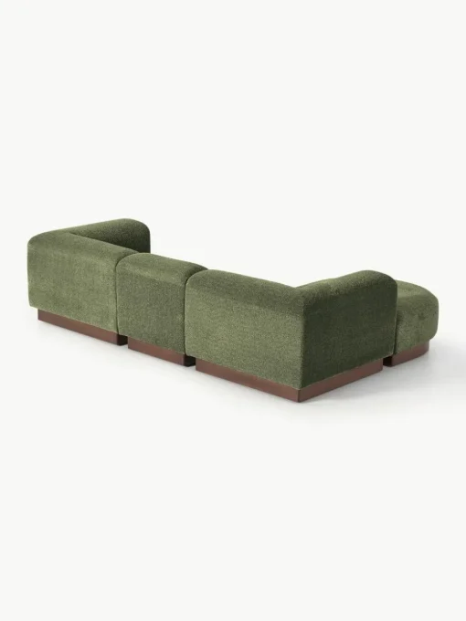 Modulaire bank Natalie (3-zits) van teddy-bouclé met poef