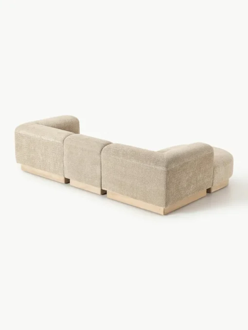 Modulaire bank Natalie (3-zits) van teddy-bouclé met poef