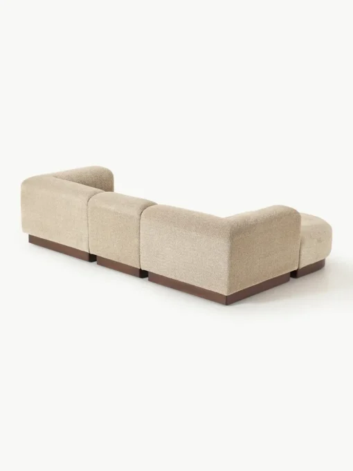 Modulaire bank Natalie (3-zits) van teddy-bouclé met poef